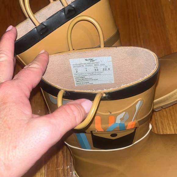 Western Chief Happy Helper Chestnut boots / Rain kids size 2US/ 1UK EUR33 - Picture 6 of 11